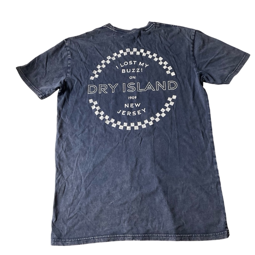 DRY ISLAND NJ Tshirt New Jersey 1909 Lost Buzz Stonewash Blue Top Size M New